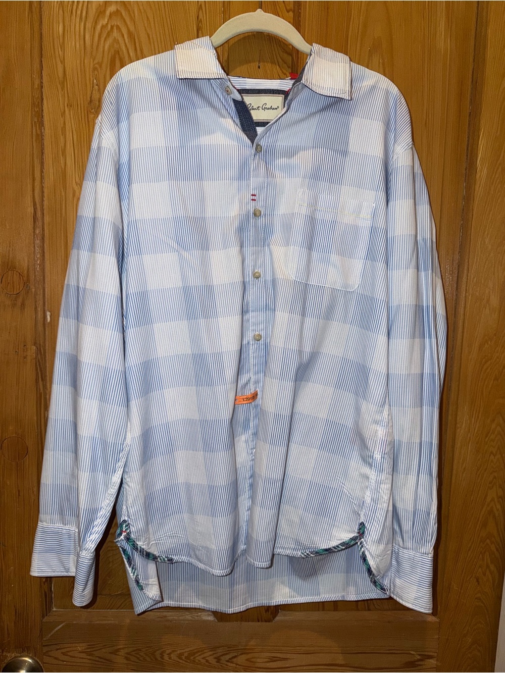 Robert Graham Dress Shirt Men's XL Multicolor Flip Cuffs White Blue Button Down